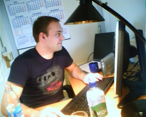 Lead programmer Mats Pedersen working