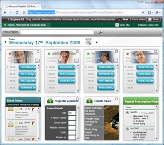 Microsoft Health CUI running in Google Chrome