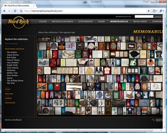 Hard Rock Memorobilia running in Google Chrome