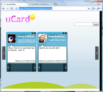 YouCard running in Google Chrome