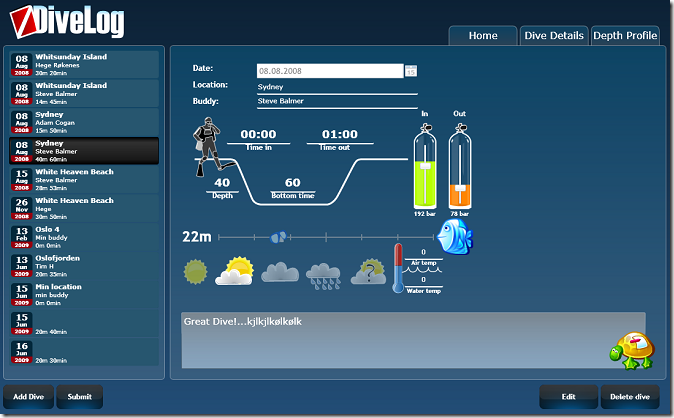 DiveLogMVVMScreenshot