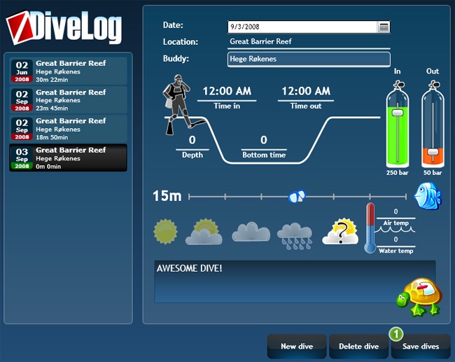 Dive Log Screenshot